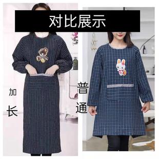 粗棉布料围裙成人家用厨房工作服防油防尘耐脏耐磨罩衣工作服 新款