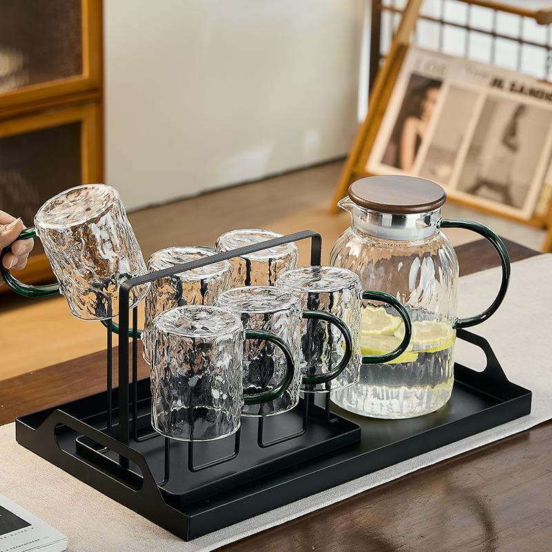 邦贝贝玻璃杯透明冰川纹马克杯子家用精致茶杯耐高温单层带把手
