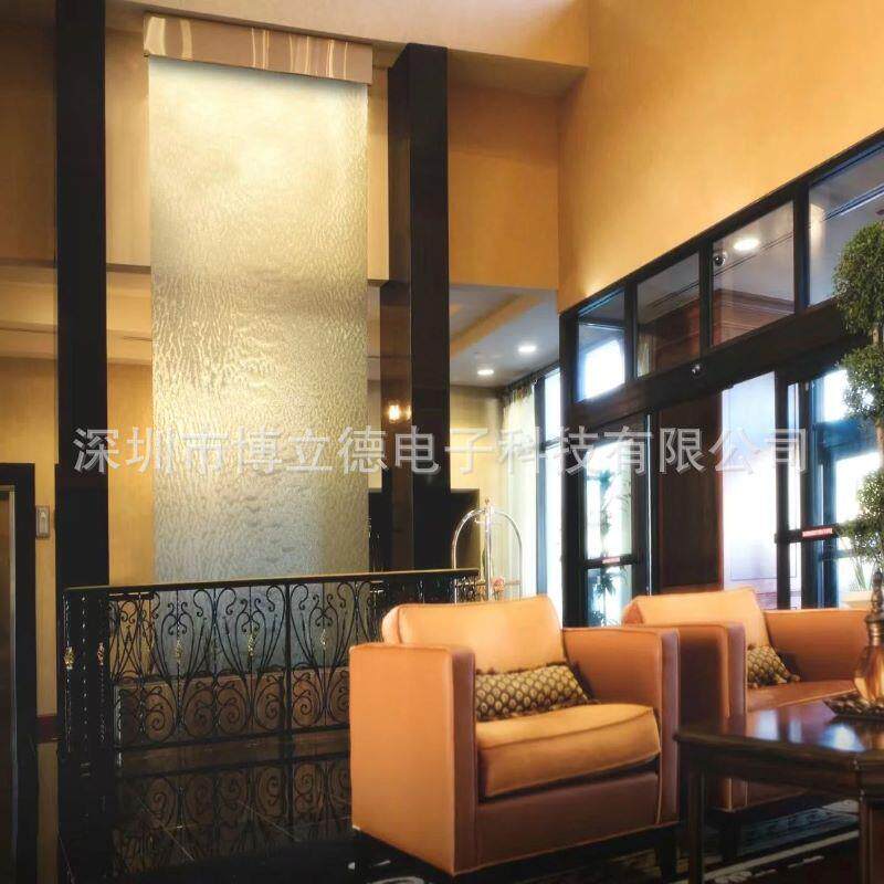 大型室内展厅艺术水幕墙喷泉钢网水幕金属网流水幕墙水景工程