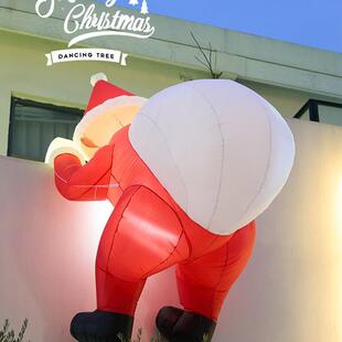 2024圣诞节装 饰品爬窗圣诞老人充气气模主题场景布置挂件摆件挂饰
