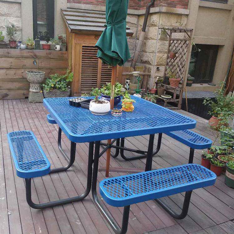 商用热浸塑花园户外桌椅室外桌椅户外桌椅组合庭院桌户外铁艺家具