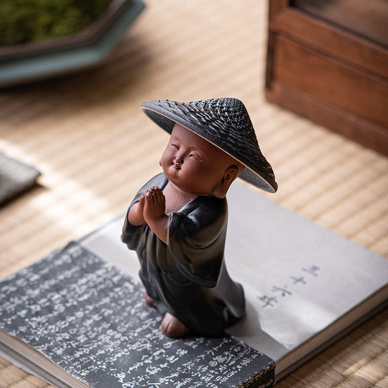 创意陶瓷一体斗笠茶滤小和尚茶漏茶叶过滤器家用功夫茶道茶具配件