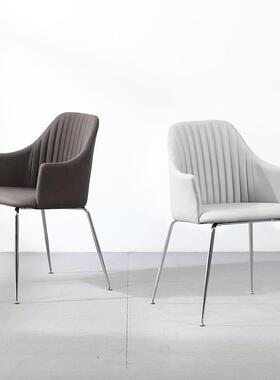 餐现代椅简约J-002椅子家用靠背皮质钢架椅房带扶椅手设计师样板