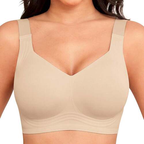 Women Wireless Jelly Bras V neck Comfortable Push Up Bra