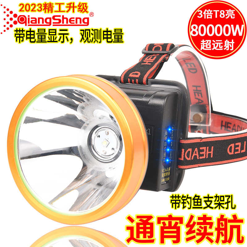 9900W头灯强光充电超亮LED钓鱼夜钓灯氙气灯探照3000米头戴式矿灯