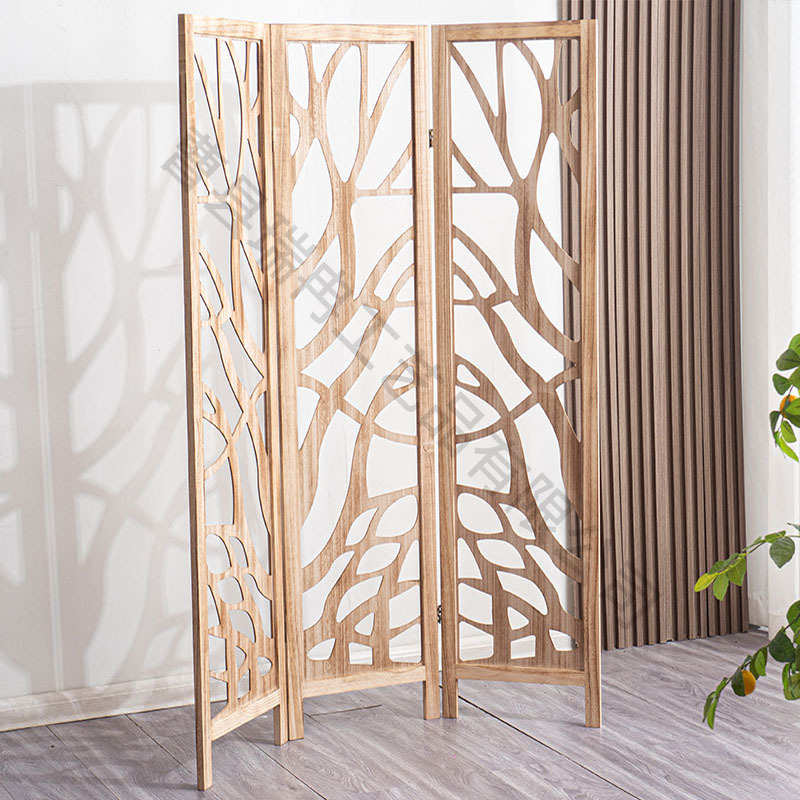 日系可折叠木质屏风酒吧餐厅装饰隔断屏风休息区遮挡装饰屏风