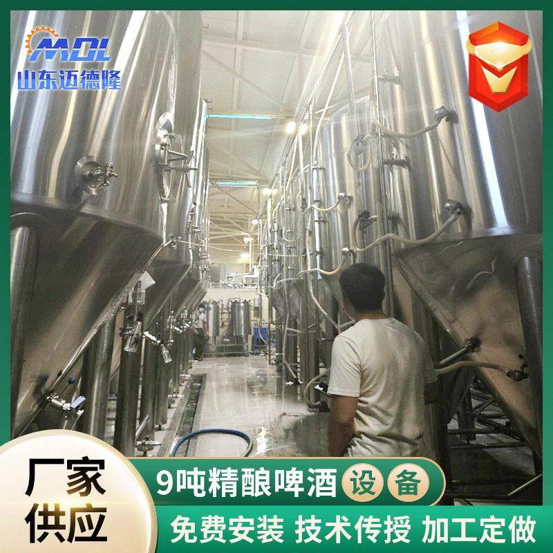 9吨啤酒发酵设备精酿发酵成套酿造设备锥形自酿啤酒小型发酵