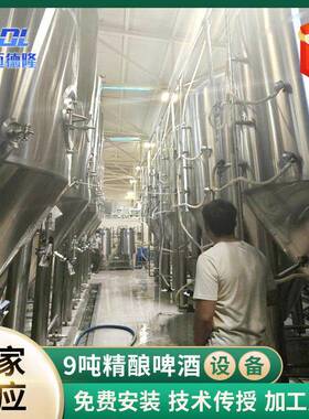 9吨啤酒发酵设备精酿发酵成套酿造设备锥形自酿啤酒小型发酵