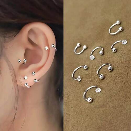 2 Pcs Stainless Steel Tragus Piercing Helix Studs Earrings f