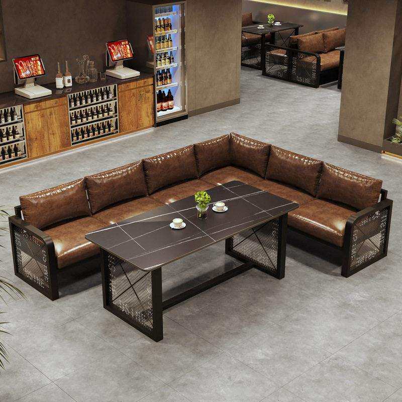 复古工业风餐厅卡座沙发商用烧烤火锅店餐桌酒吧清吧铁艺桌椅组合