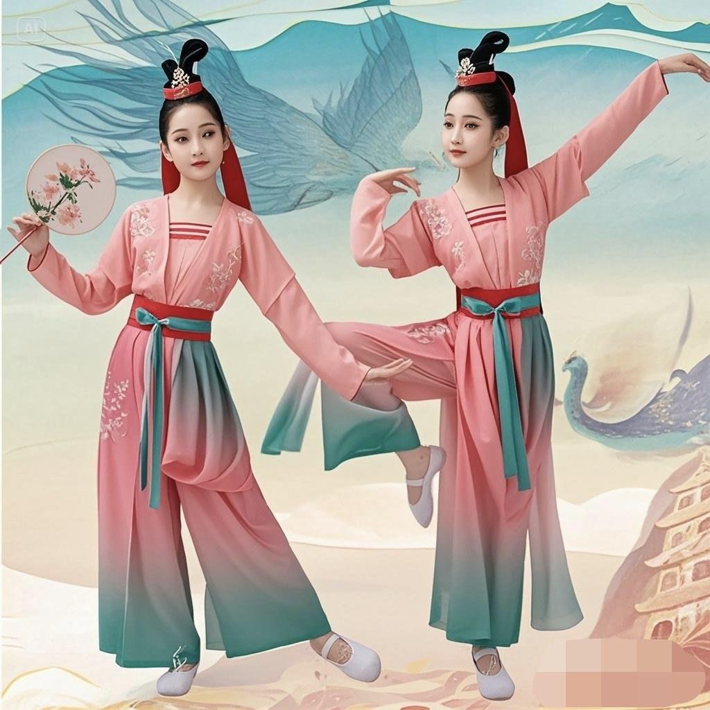 儿童古典舞蹈演出服醉花溪同款舞蹈表演服飘逸艺考表演桃李杯服装