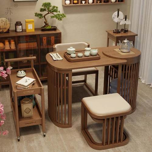 新中式实木茶台阳台茶桌椅组合2024新款高端小型休闲简约客厅家用
