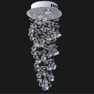 复式LDY楼客梯灯吊墅线水晶灯简约创意LED圆形双旋厅别螺长吊灯