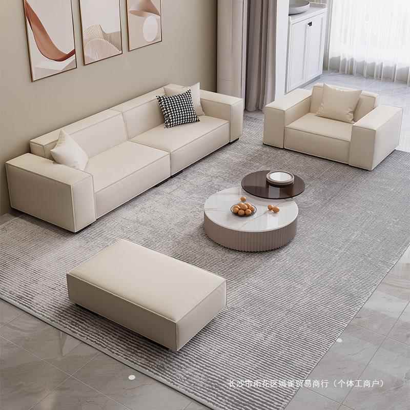 科布意式轻CWC奢现小代极简户型四客厅直排三技人位奶油风豆腐块