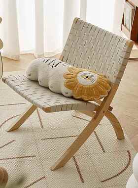 台闲马GOJ鞍皮实木休椅折家用叠阳餐椅轻奢中古椅复古民宿