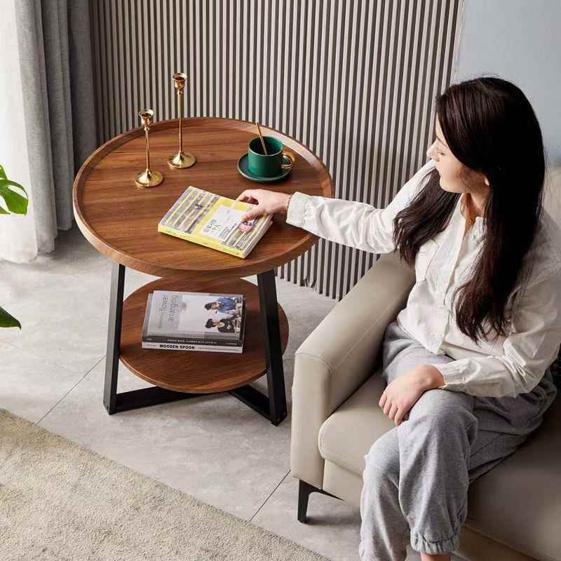 家轻奢小民户型客厅茶几简约现ZO230818代用圆形双层边几发宿酒店