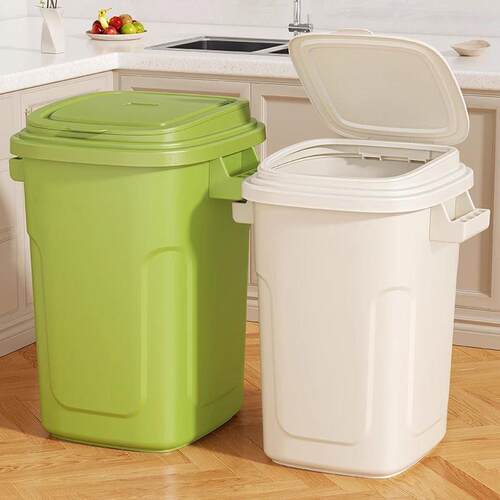 High-capacity, large-size, lidless kitchen trash bin for hom