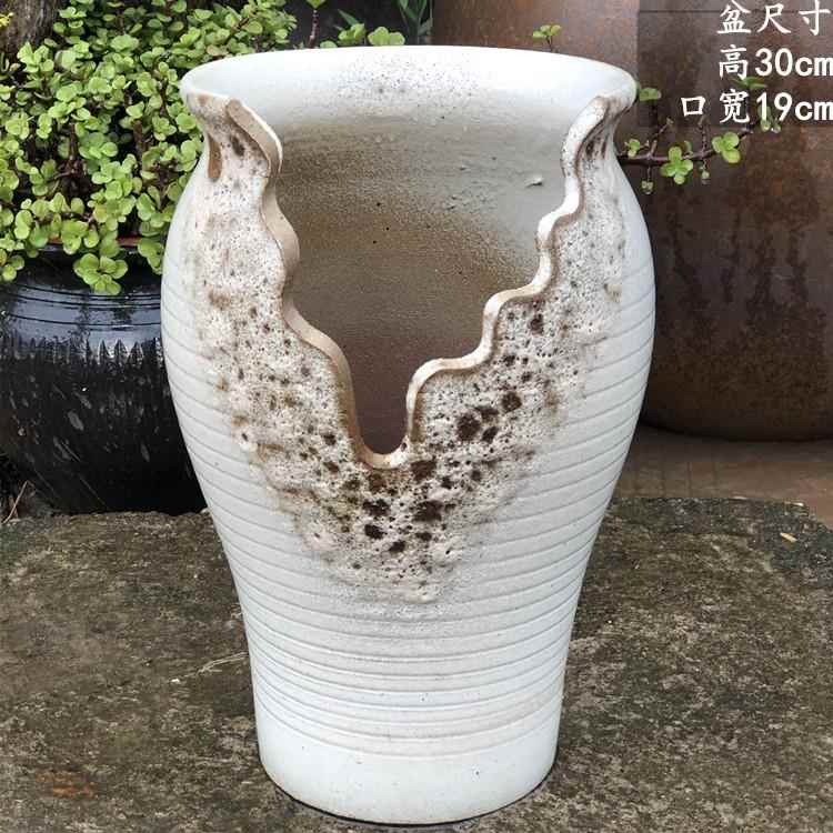 复古切口花盆花卉绿植盆悬崖紫乐多肉老庄盆透气紫砂陶罐法师金小