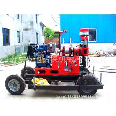 南探牌200-300米钻机四轮拖挂底座及四角架人字形钻塔，拖挂钻机