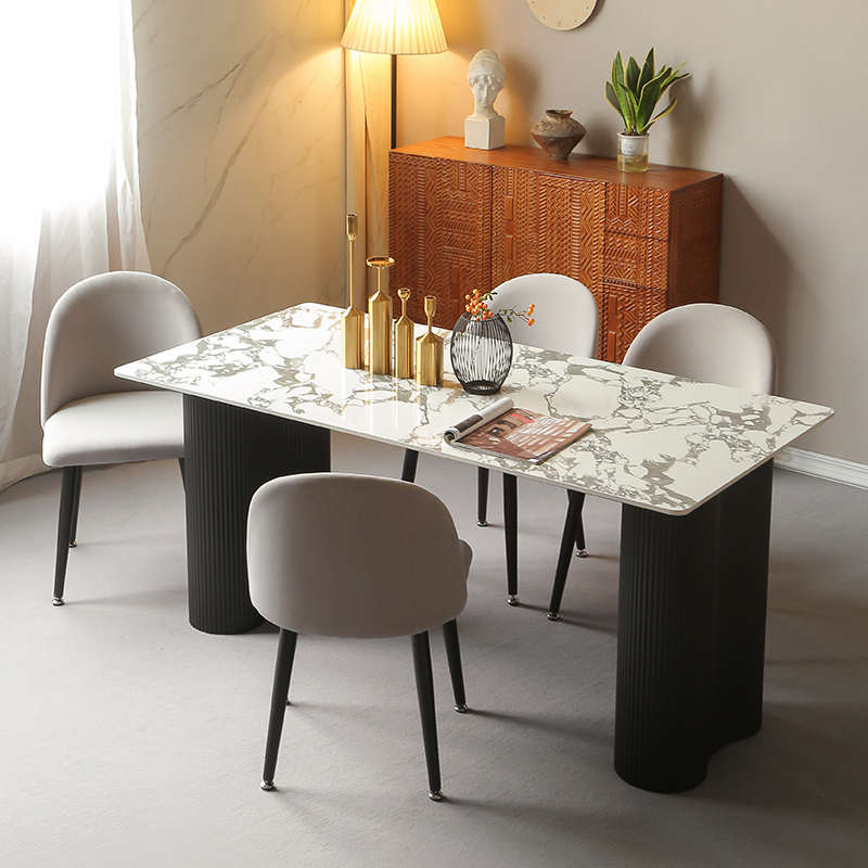意式宝格丽岩板餐桌轻奢现代简约网红极简长方形吃饭桌家用小户型