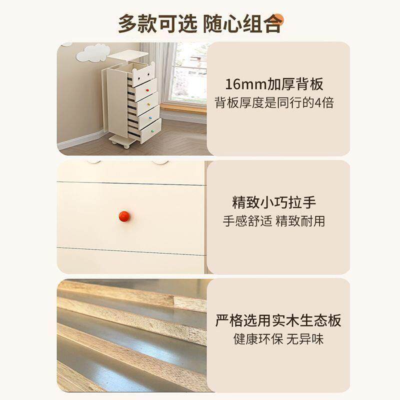实木物斗柜奶油风简约五斗柜卧室53386床边头柜客厅沙童发柜儿玩