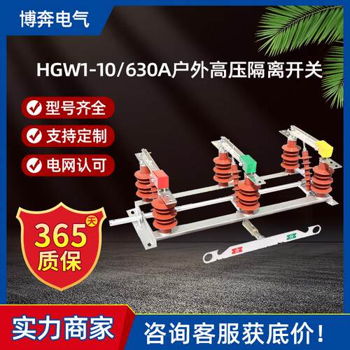 HGW1-10/630A户外高压隔离开关双投硅胶绝缘12KV分体连体柱上刀闸