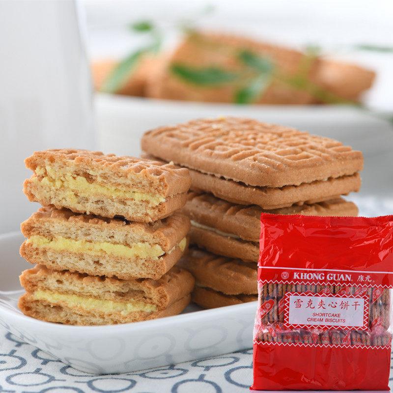 早餐饼干新加坡康元雪克柠檬味夹心饼干600g袋奶油早餐饼干零