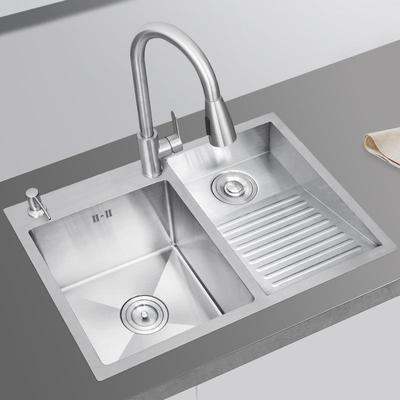 阳台洗衣盆带搓衣板家用SUS304不锈钢大号手工拉丝庭院洗衣池特厚