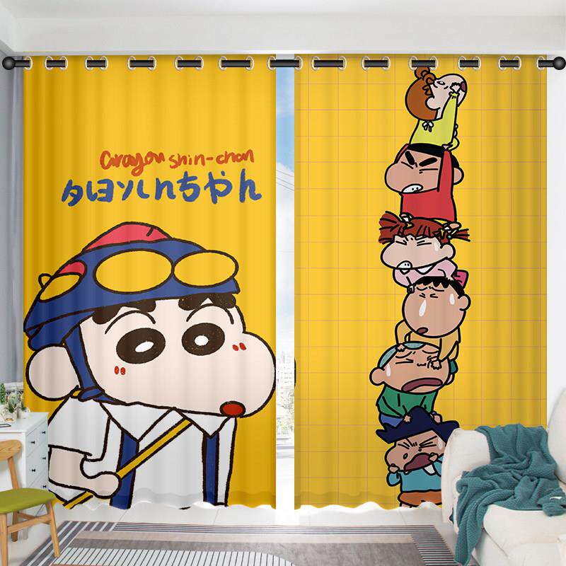 卡通蜡笔小新定制窗帘可爱男孩儿童房女生卧室飘窗环保免打孔短门