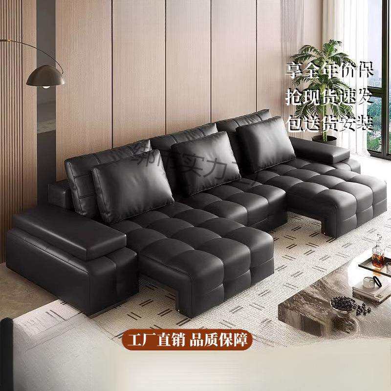 2026新款电动推床意式零靠墙真皮功能沙发客厅小户型伸