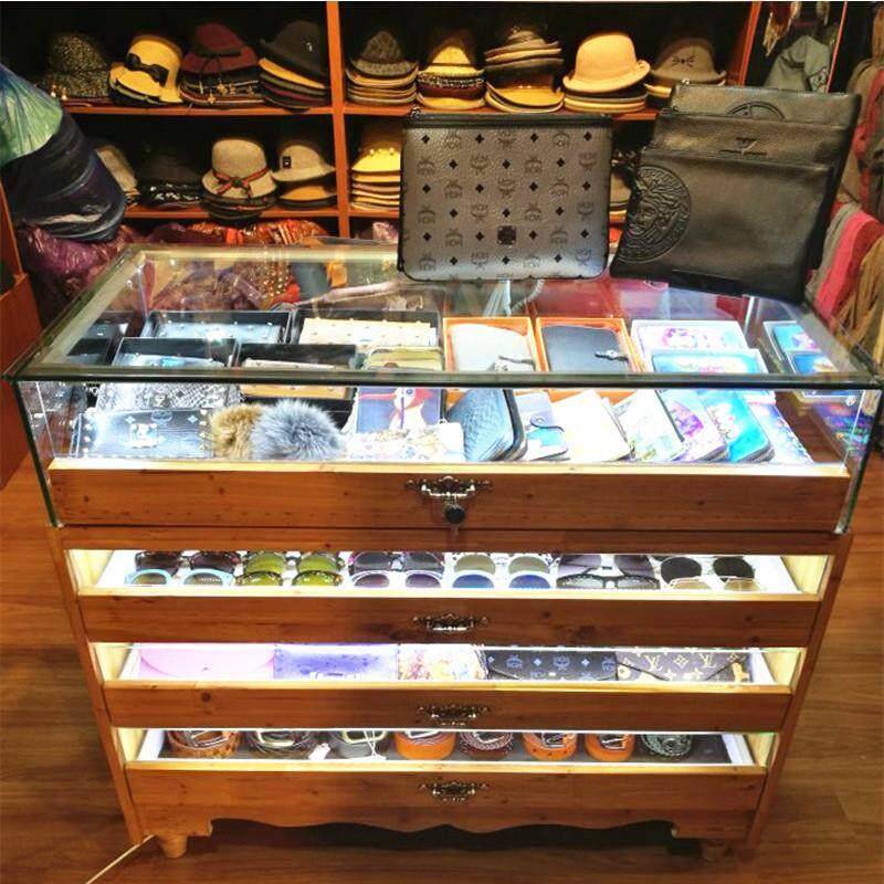 复古珠宝展示柜实木饰品首饰柜台玉器文玩古董蜜蜡展柜玻璃展示柜