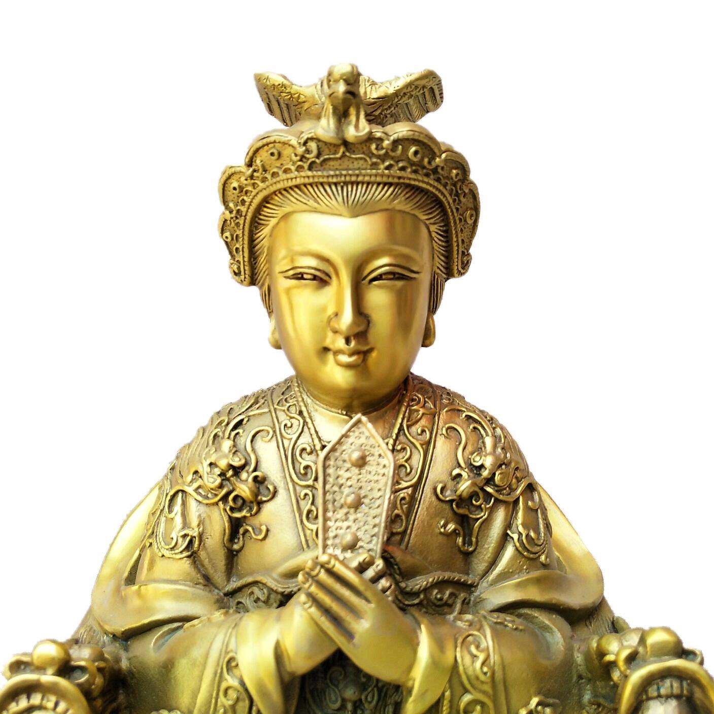 铜工艺品铜泰山奶奶碧霞元君泰山老祖家居办公桌摆件不含税