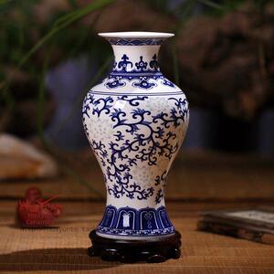 景德镇陶瓷器青花彷玲珑薄胎骨瓷高档花瓶工艺品摆件客厅家居装饰