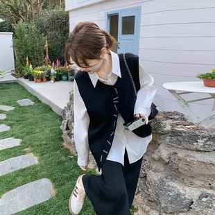 韩系三件套减龄穿搭 女春秋2025新款 休闲气质马甲衬衫 半身裙套装