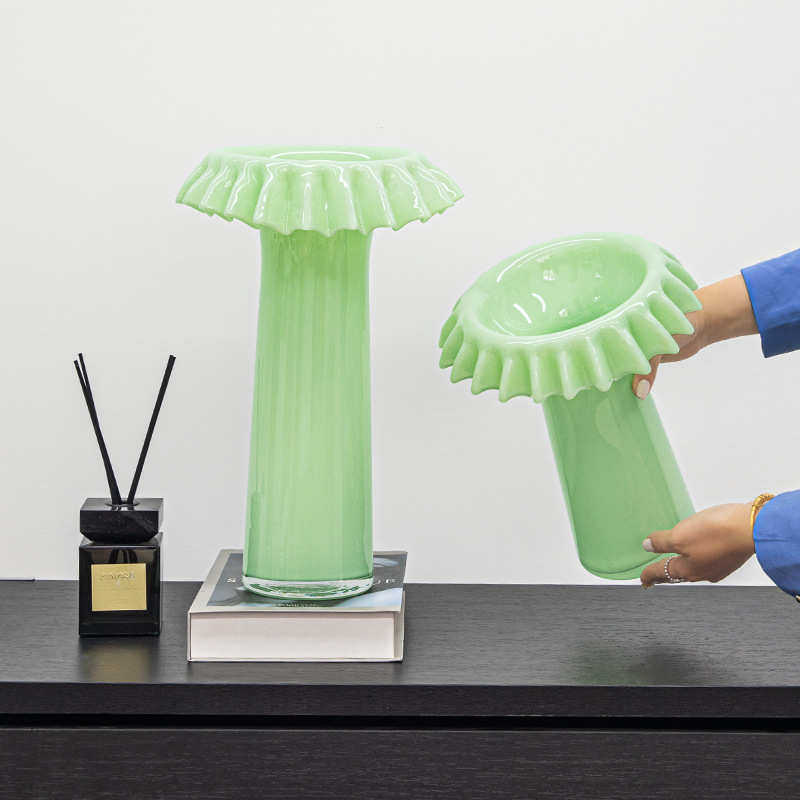 视远中古轻奢玻璃花瓶高级感插花摆件高级感客厅餐桌玄关现代装饰,家居饰品,花瓶,淘宝优惠券,粉丝福利购,淘宝优惠卷