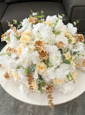 真地排花球仿花酒店桌花桌婚庆 装饰花球花生日派对婚礼 金色