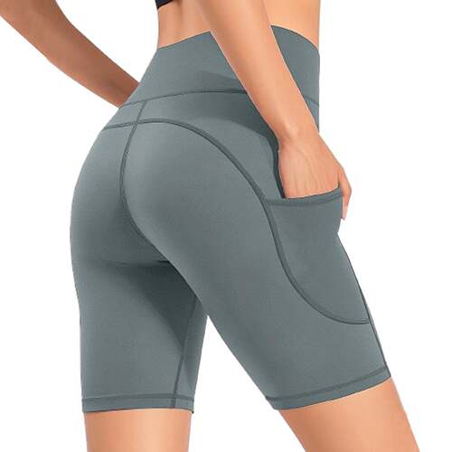 4 Women Waist Biker Shorts Pockets Buttery Tummy Control Dry