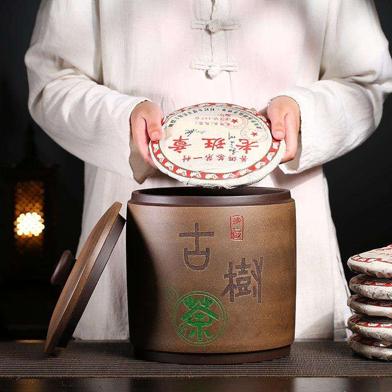 ZLJ-137中式复古紫砂茶茶叶罐号大工普洱存储罐家用陶瓷七子手饼