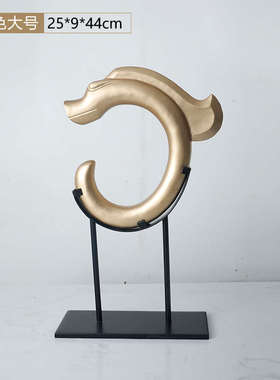 黑色东方龙雕塑新中式摆件样板房客厅玄关弧形博古架酒店软装饰品
