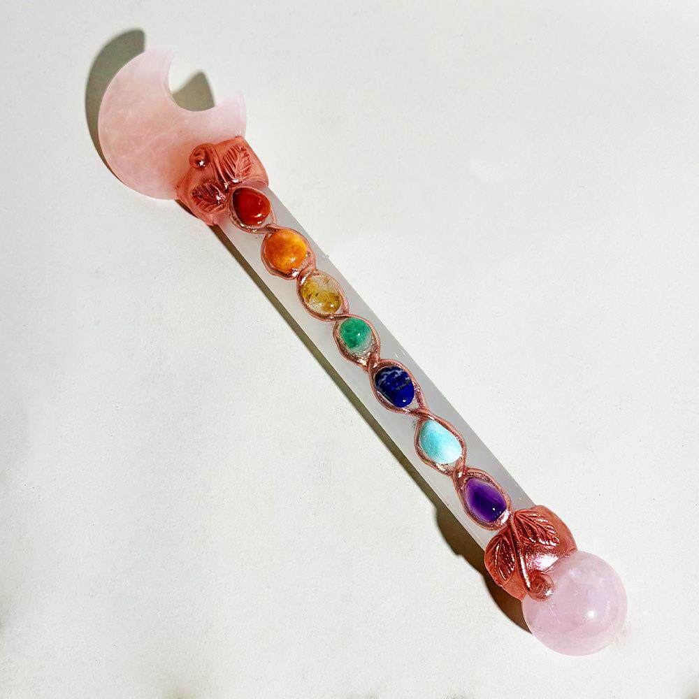 天然水晶爱心月亮魔法棒仙女棒水晶权杖跨境直播雕刻摆件原石