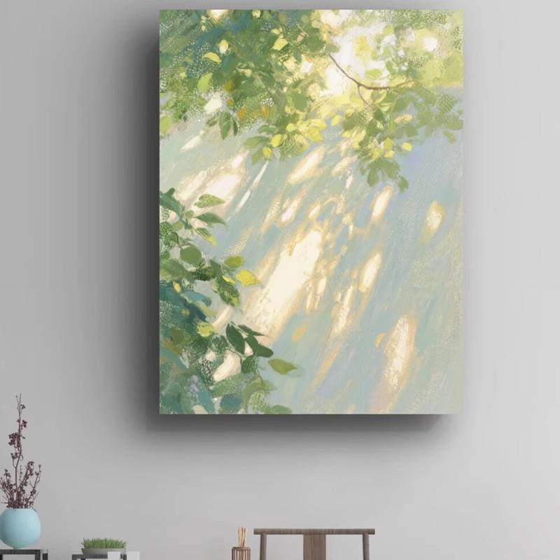 客厅沙发背景墙装饰画成品光影植物治愈艺术油画风景小众高级挂画图片