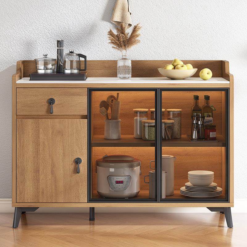 实木餐边柜带岩板台面接待室靠墙柜子 会客厅储物办公室茶水柜,住宅家具,餐边柜,淘宝优惠券,粉丝福利购,淘宝优惠卷