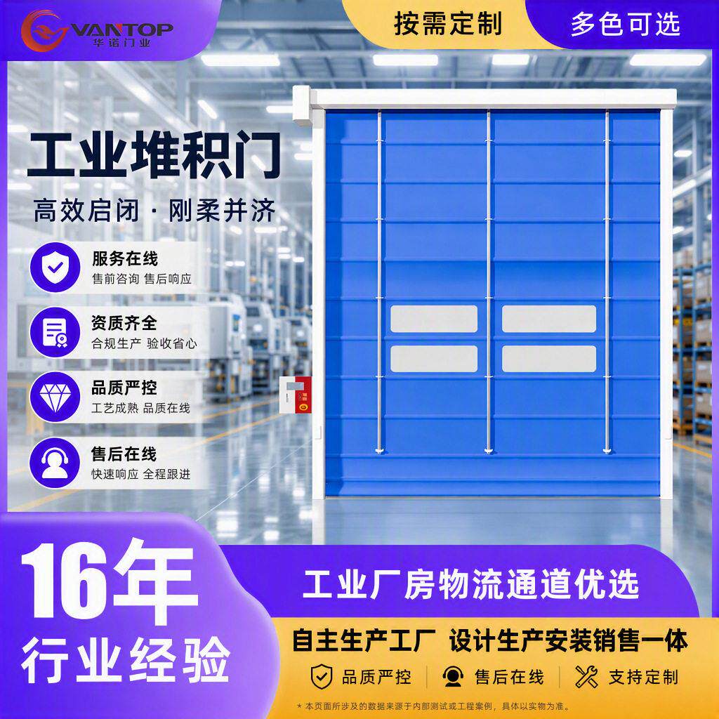 pvc快速堆积门车间厂房自动卷帘门堆积门机库防尘电动感应堆积门