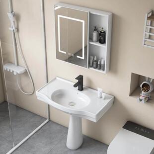 阳台立柱盆小户型落地式洗手洗脸盆一体陶瓷大肚盆带台面洗漱台池