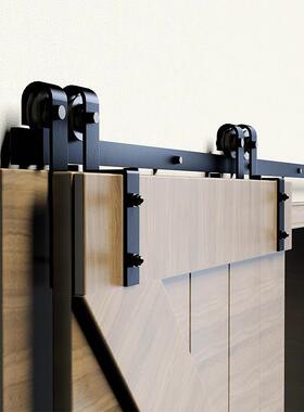 门简约单轨动重叠款谷仓门吊轨轨移推拉滑轮轨道MRD-025吊整套五