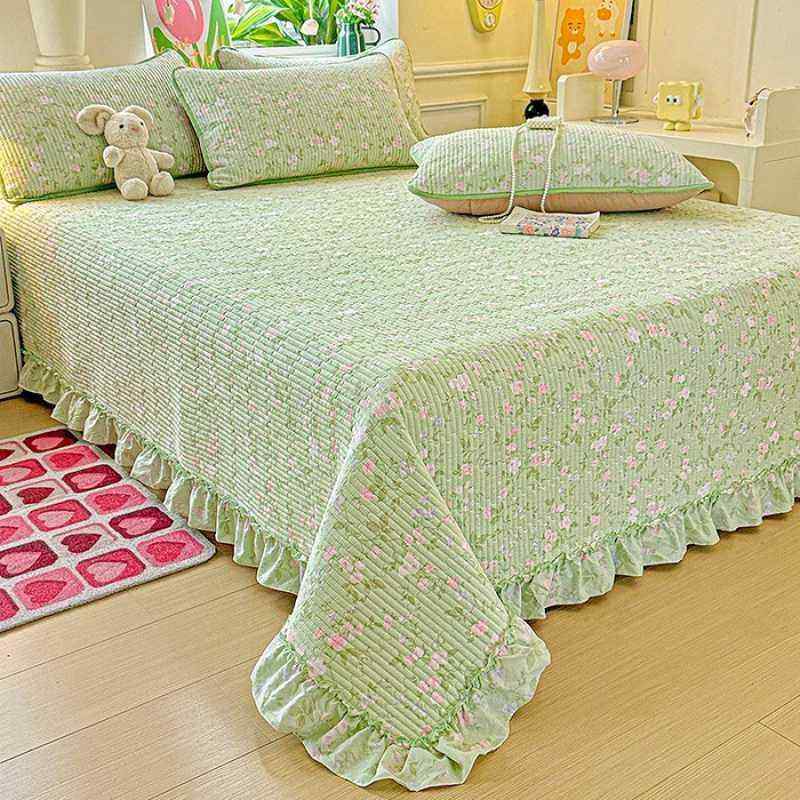 （总）恒尚居 2025新款云感木棉皱皱纱床盖花边床单双层纱床盖三