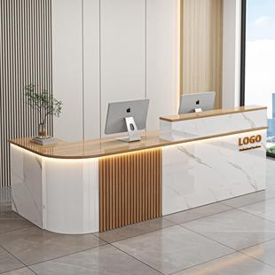 可定制吧台收银台店铺小型柜台圆弧转角桌简约现代公司前台接待台