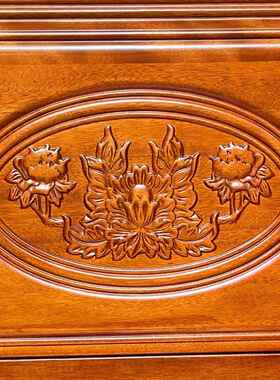 全榫卯结构花梨木实床花加厚人床中木式明UIT清古典双雕仿古主卧