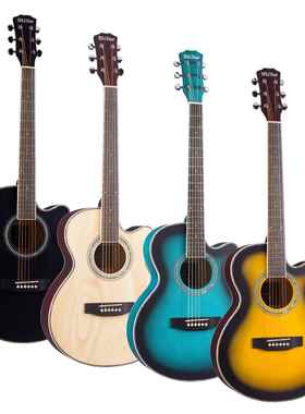 40寸民谣吉他入门练习琴包边款哑光全椴木吉他普及jita乐器