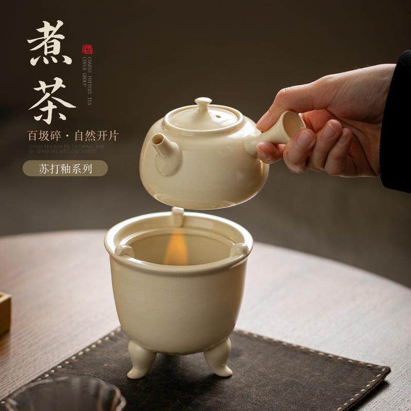 户外便携酒精炉煮茶器小型家用室内明火加热侧把煮茶壶复古温茶炉